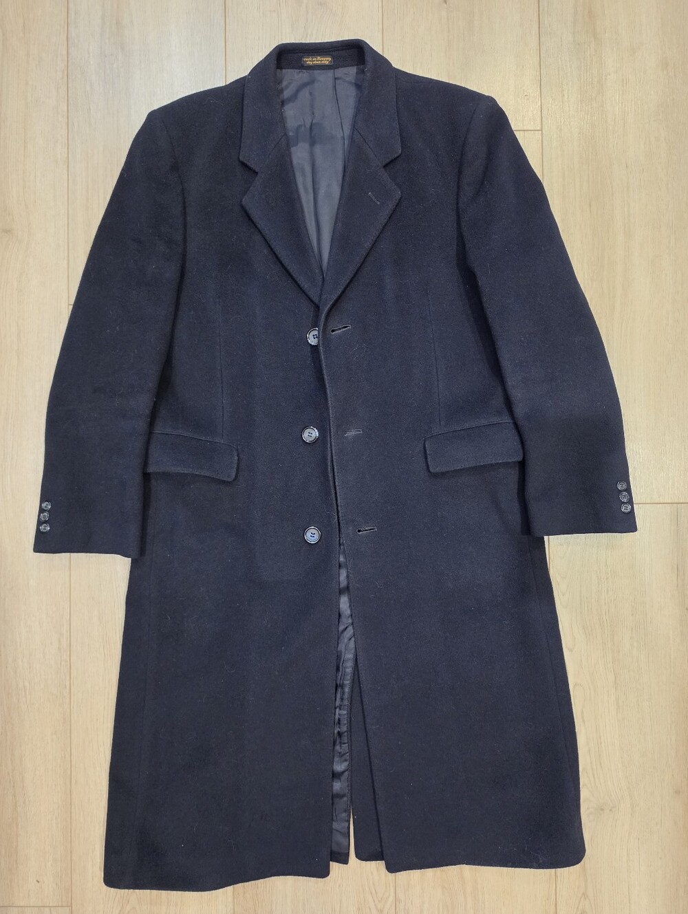 Golden Anchor JG Hook Navy Cashmere Wool Overcoat Women L Oversized Vintage 90s